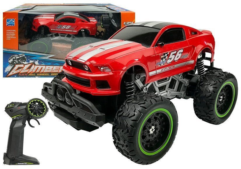 Nuotoliniu būdu valdoma off-road mašina climber, raudona