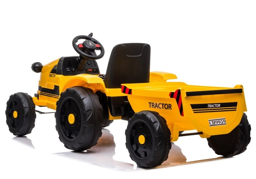 Elektromobilis traktorius su priekaba ch9959, geltonas