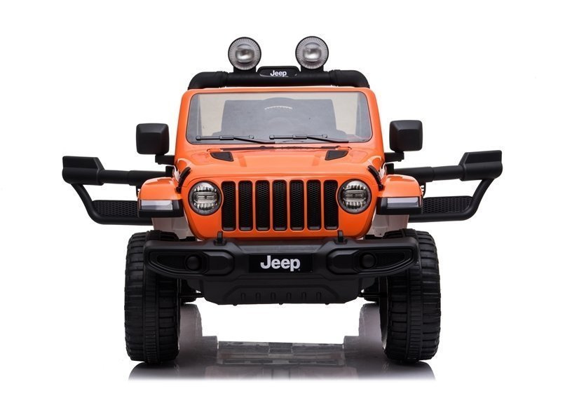 Dvivietis vaikiškas elektromobilis jeep rubicon 4x4, oranžinis