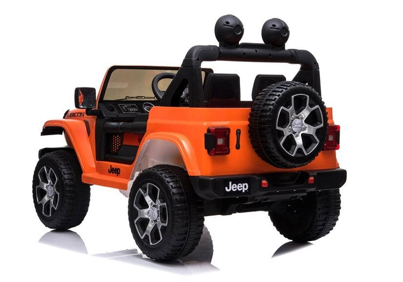 Dvivietis vaikiškas elektromobilis jeep rubicon 4x4, oranžinis