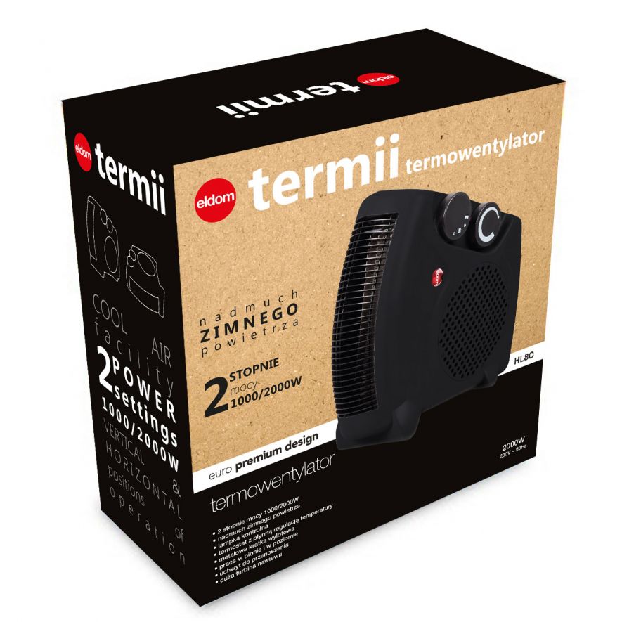Ventiliatorinis šildytuvas ELDOM HL8C, 2000W juodas