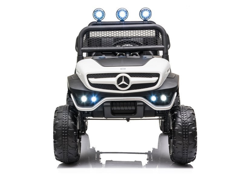 Vienvietis vaikiškas elektromobilis mercedes unimog s, baltas