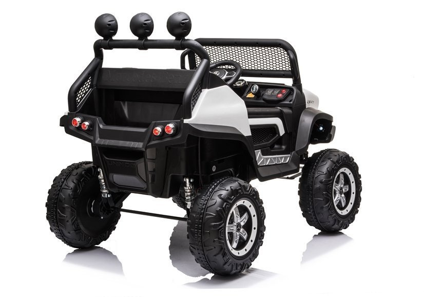 Vienvietis vaikiškas elektromobilis mercedes unimog s, baltas