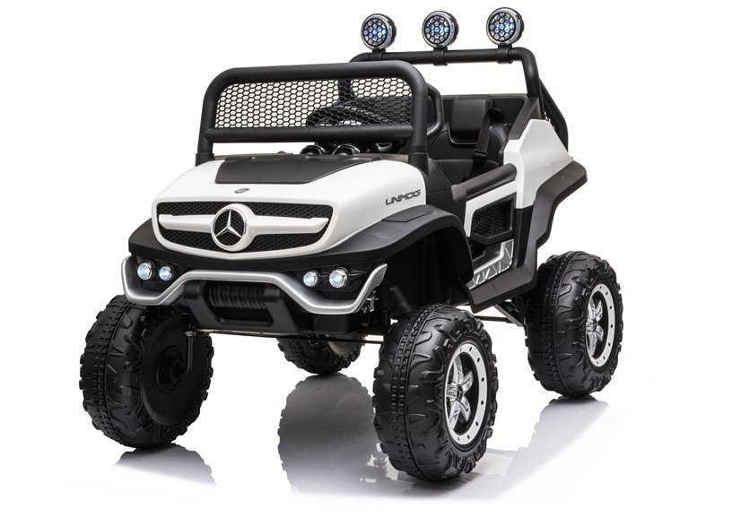 Vienvietis vaikiškas elektromobilis mercedes unimog s, baltas