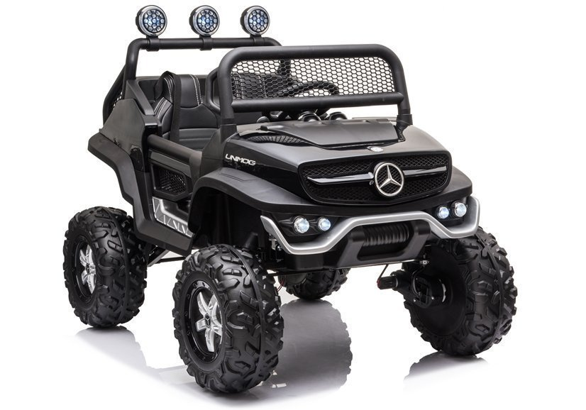Vaikiškas elektromobilis mercedes unimog s, juodas-dažytas