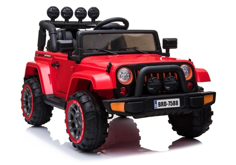 Elektromobilis vaikams jeep brd-7588, 4x4, raudonas, 3 m.+