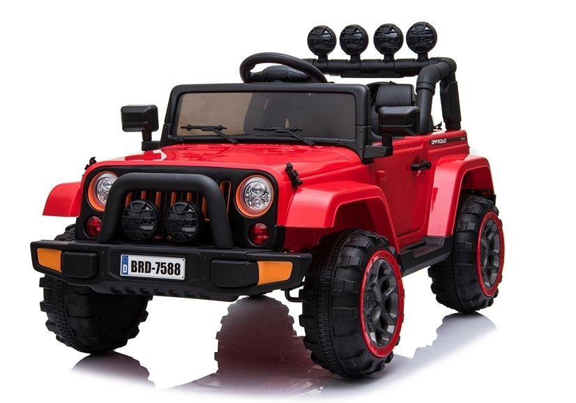 Elektromobilis vaikams jeep brd-7588, 4x4, raudonas, 3 m.+