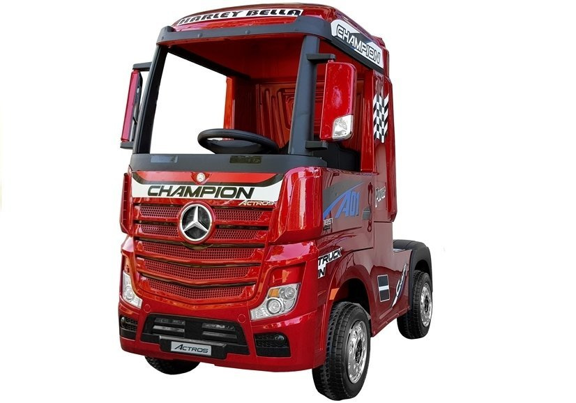 Vaikiškas elektromobilis sunkvežimis mercedes actros raudonas lakuotas su mp4