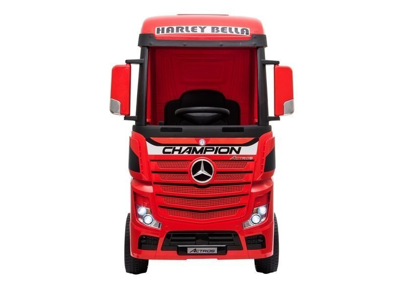 Vaikiškas elektromobilis sunkvežimis mercedes actros raudonas lakuotas su mp4