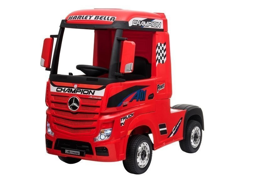 Vaikiškas elektromobilis sunkvežimis mercedes actros raudonas lakuotas su mp4