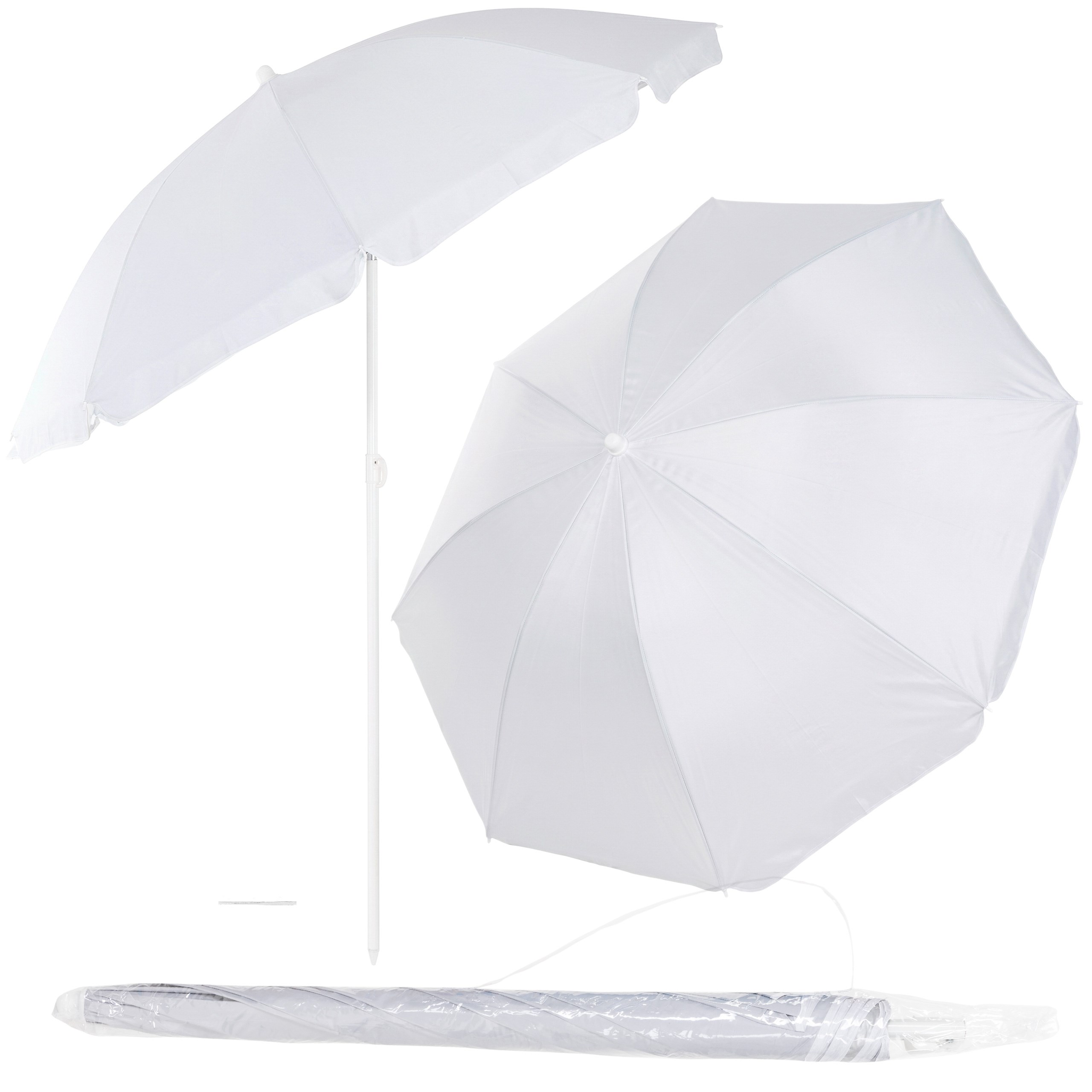 Sodo skėtis UPF50+, pakreipiamas, pilkas, 160 cm