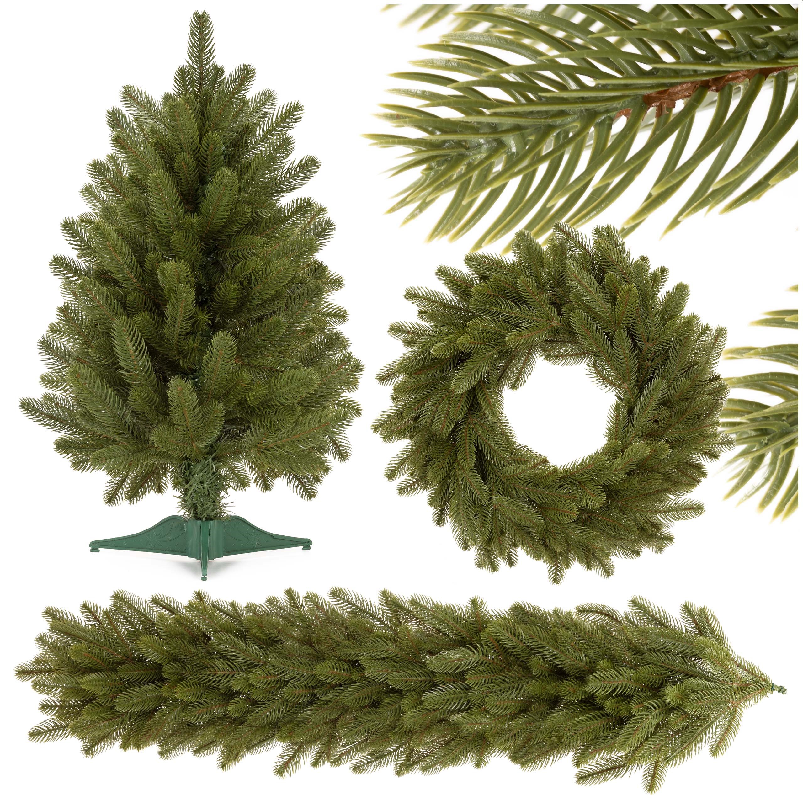 Eglės dekoracijų rinkinys su vainiku ir girlianda, žalias, 60 cm