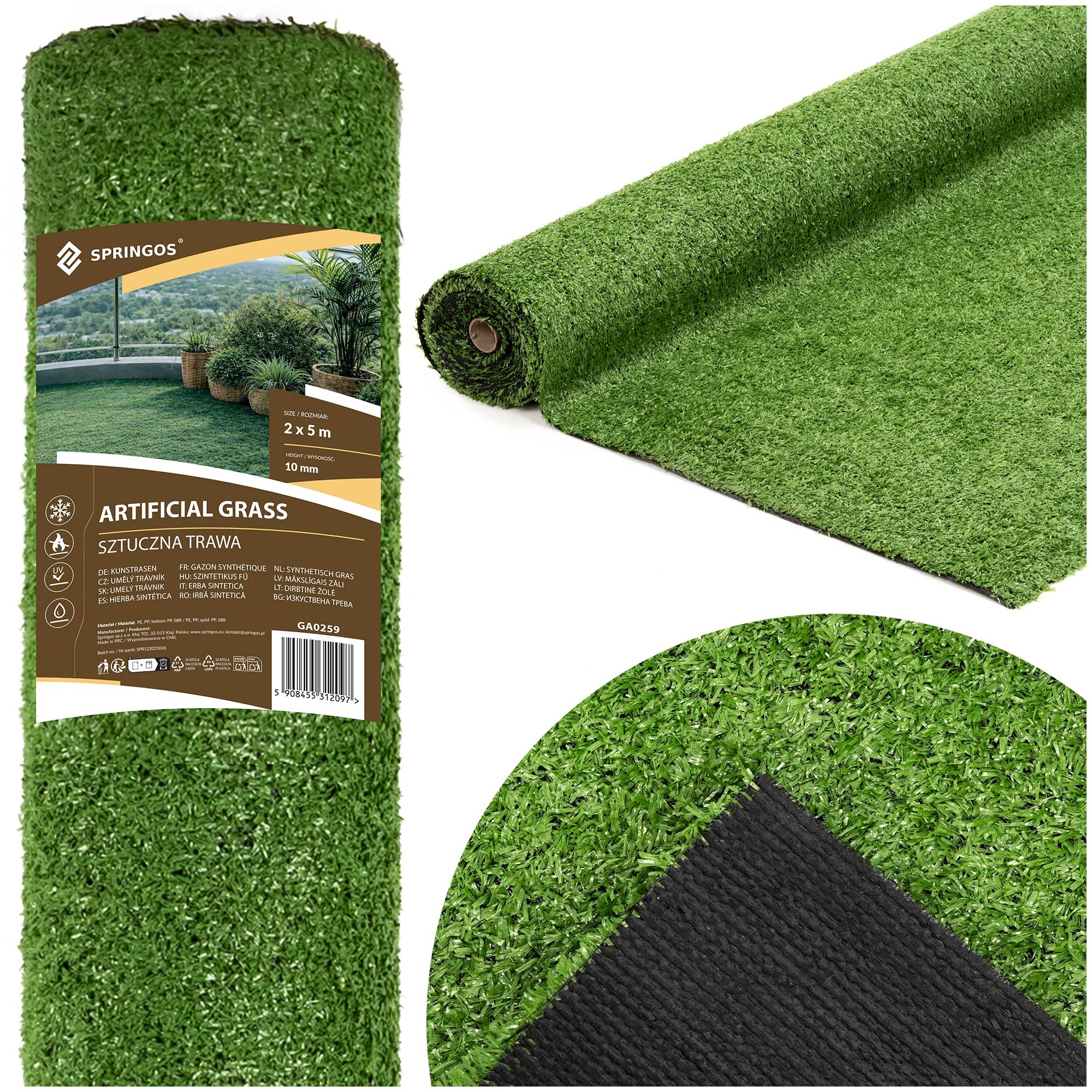 Dirbtinės žolės ritinys 2x5 m