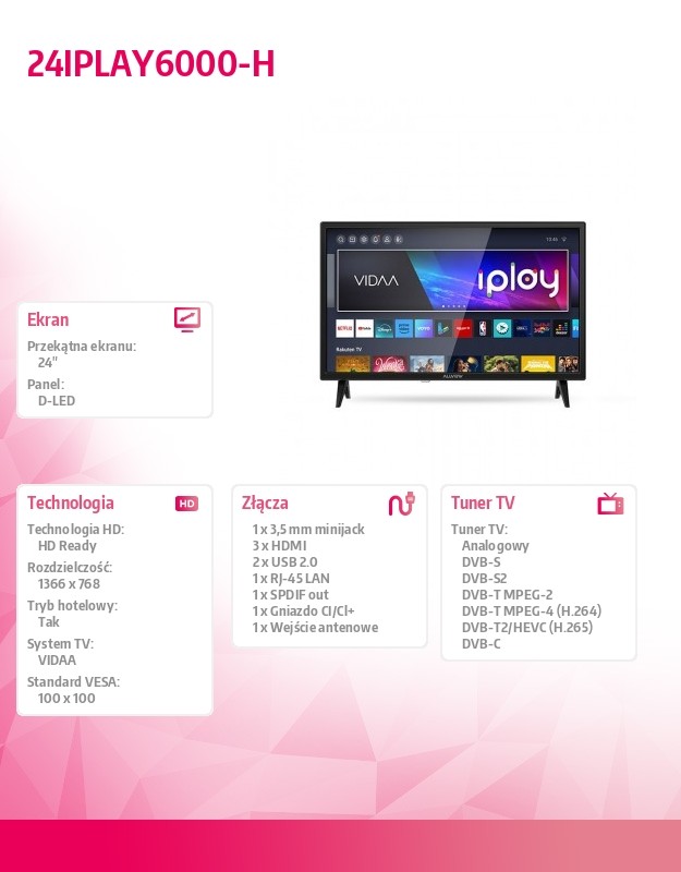 Led televizorius 24 colių 24iplay6000-h