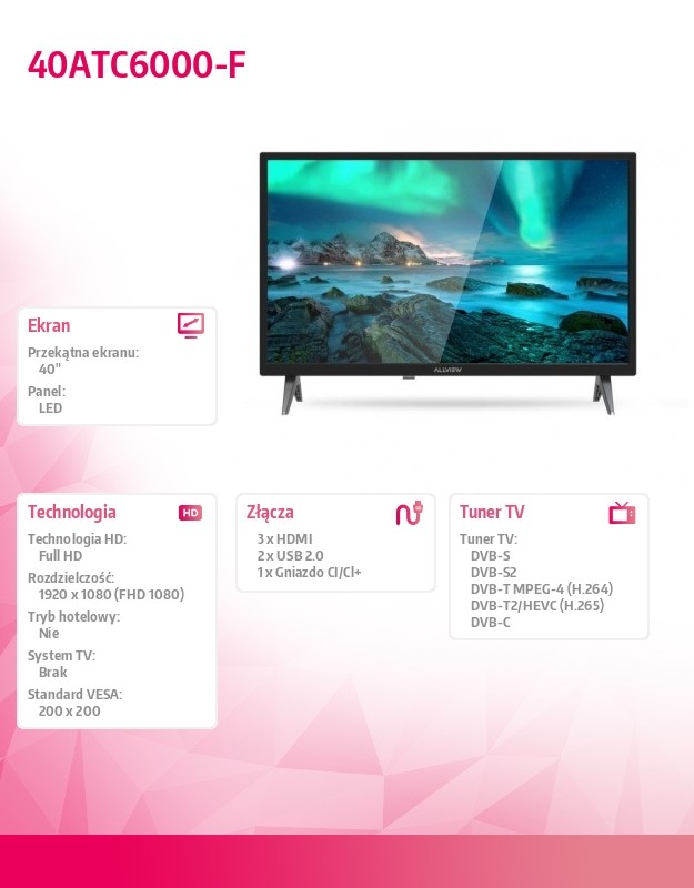 40 colių led televizorius 40atc6000-f