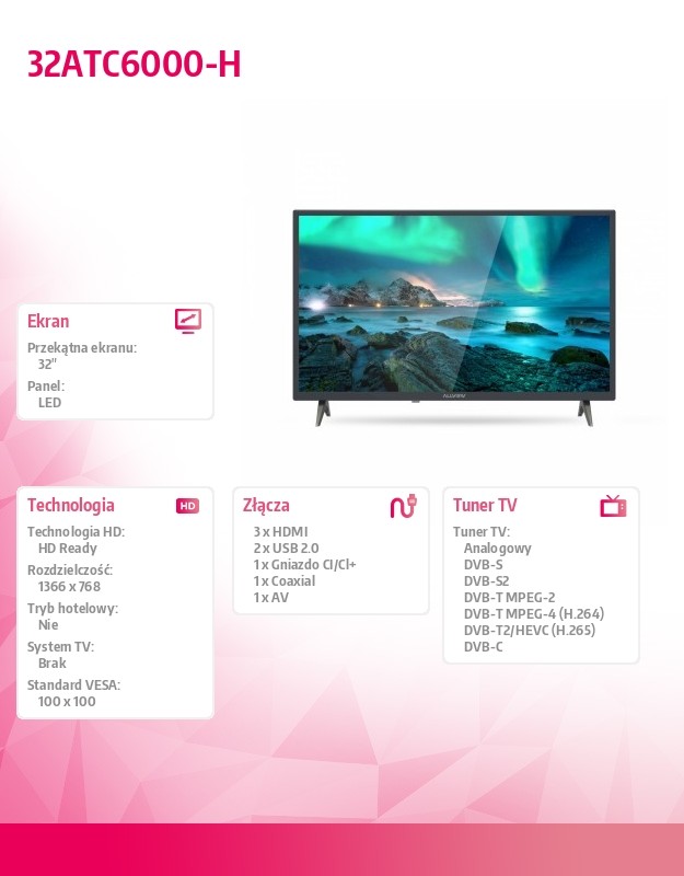 Led televizorius 32 colių 32atc6000-h