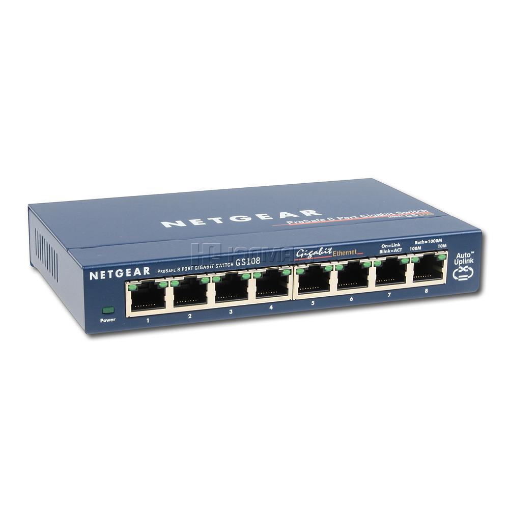 Netgear prosafe plus gs108 (8 x gigabit ethernet/fast ethernet/ethernet, desktop, auto-sensing per port)