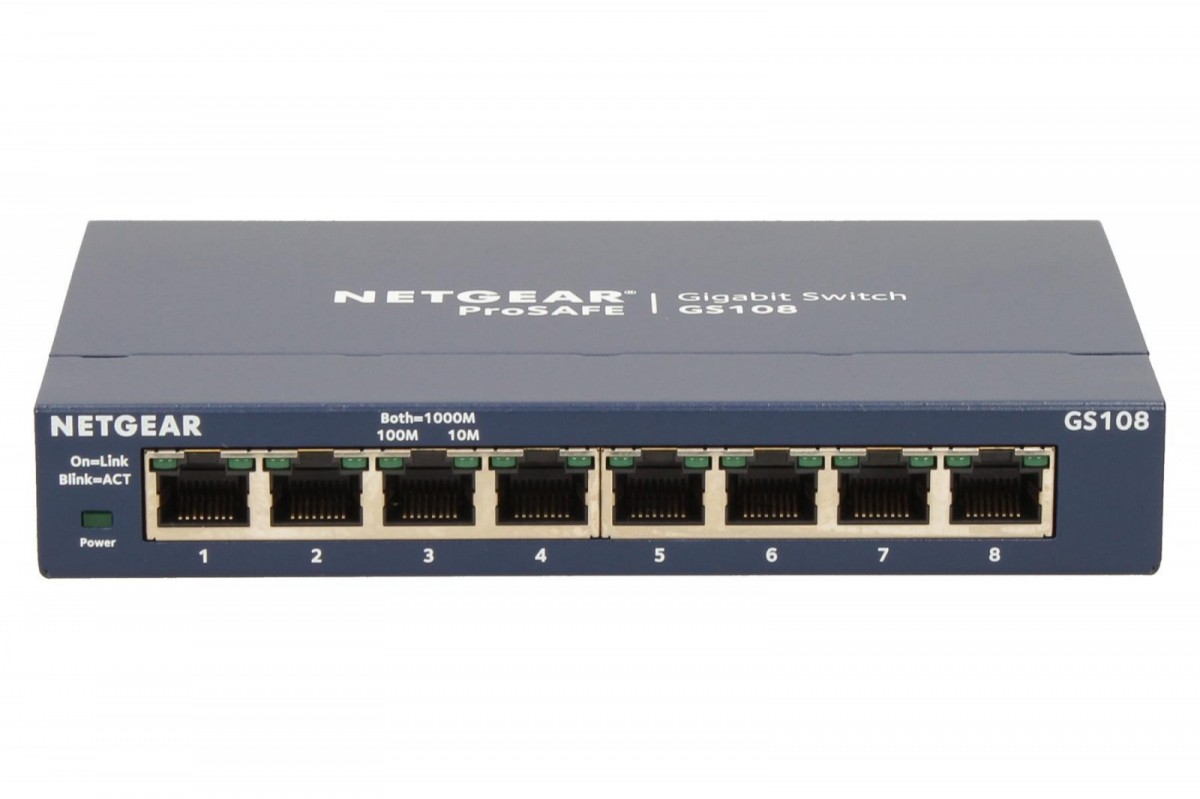 Netgear prosafe plus gs108 (8 x gigabit ethernet/fast ethernet/ethernet, desktop, auto-sensing per port)