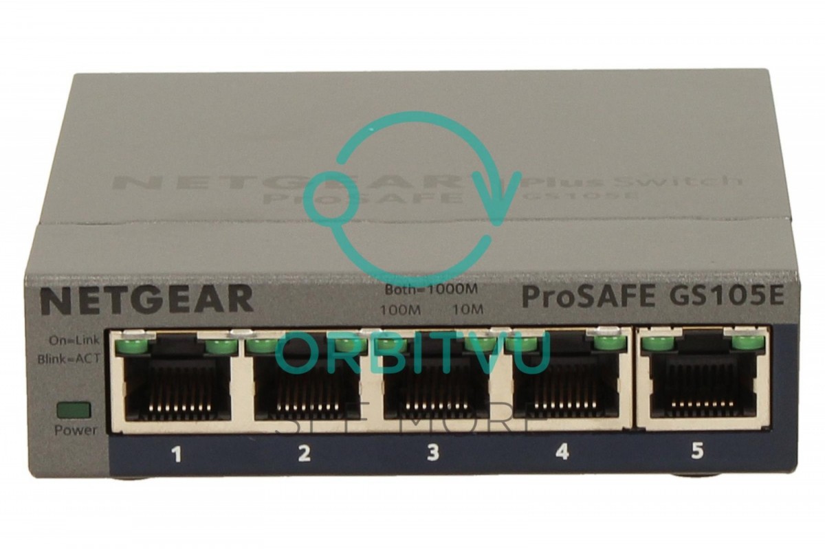 Netgear gs105e, 5x 10/100/1000 prosafe plus switch (management via pc utility), vlan, qos, metal casing, external power adapter