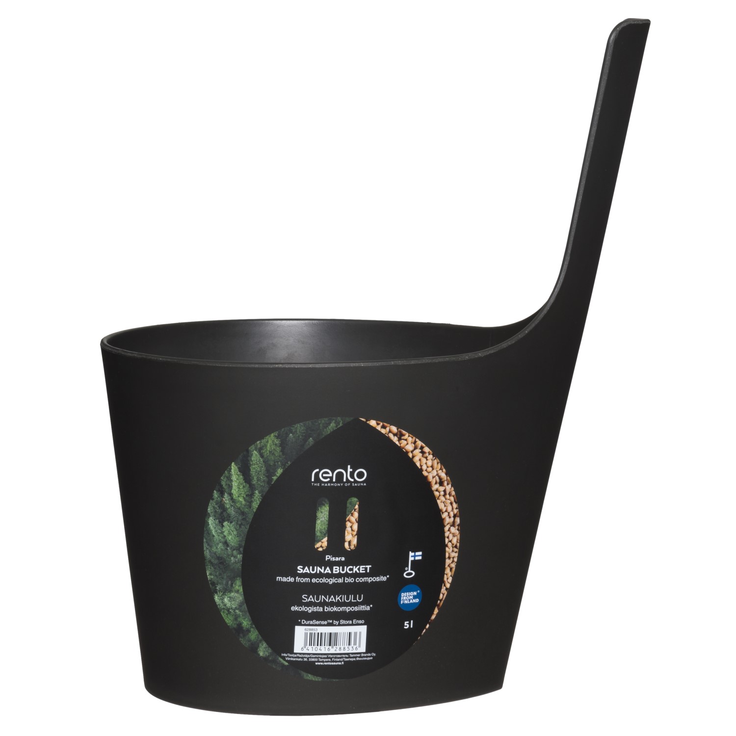 Saunos kibiras Rento, lašo formos, juodas, 5 l