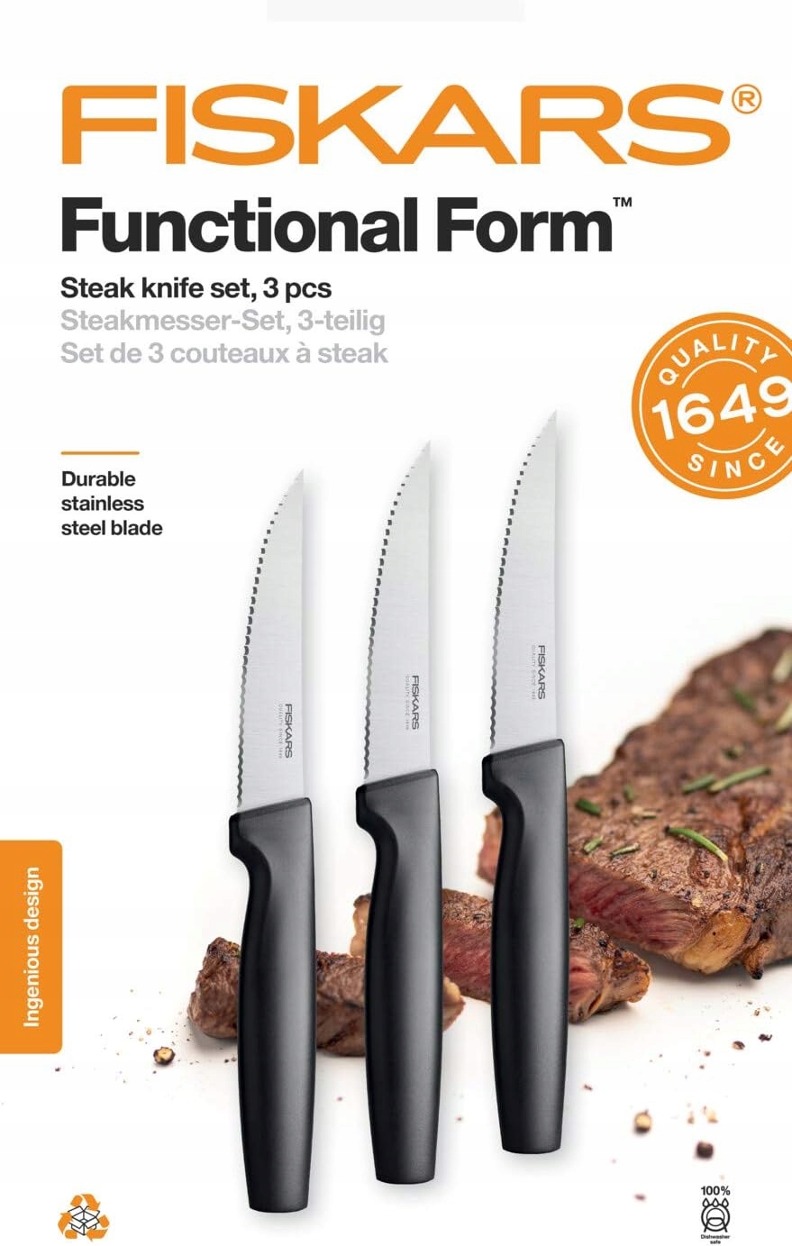 Fiskars Functional Form peilių kepsniams rinkinys, 3 vnt