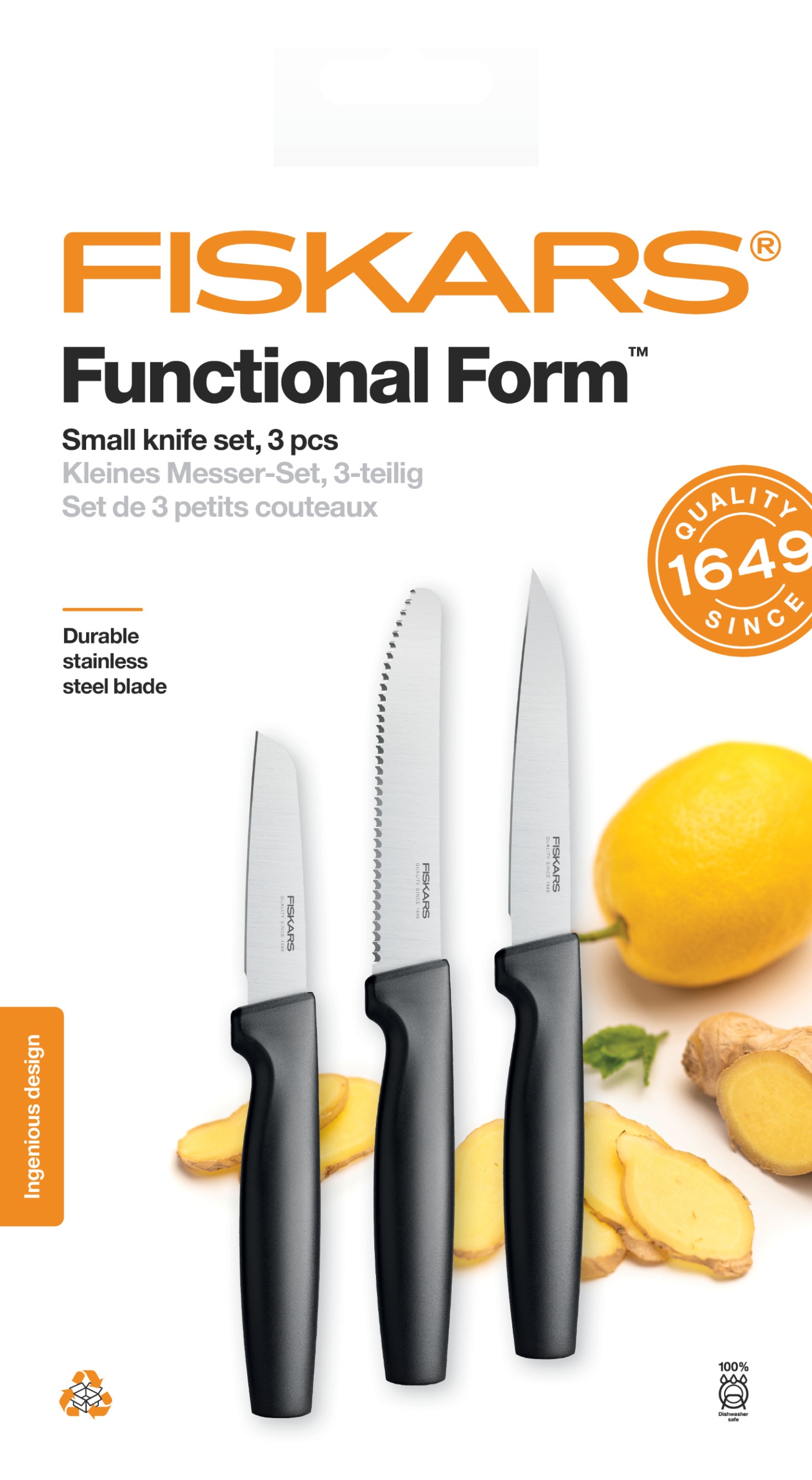 Fiskars Functional Form peilių rinkinys, 3 vnt
