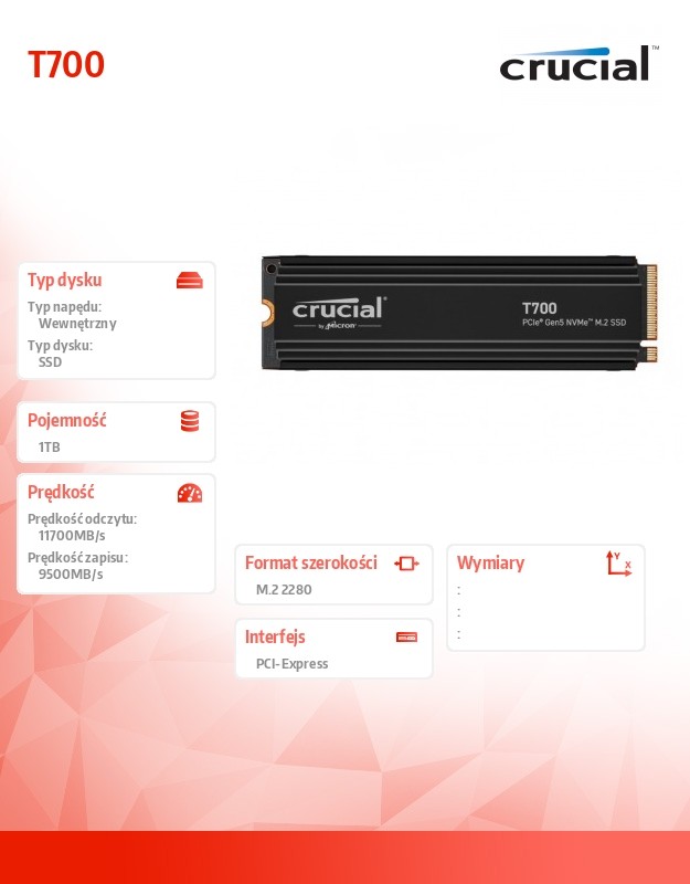 Ssd vidinis kietasis diskas crucial t700 (ct1000t700ssd5)