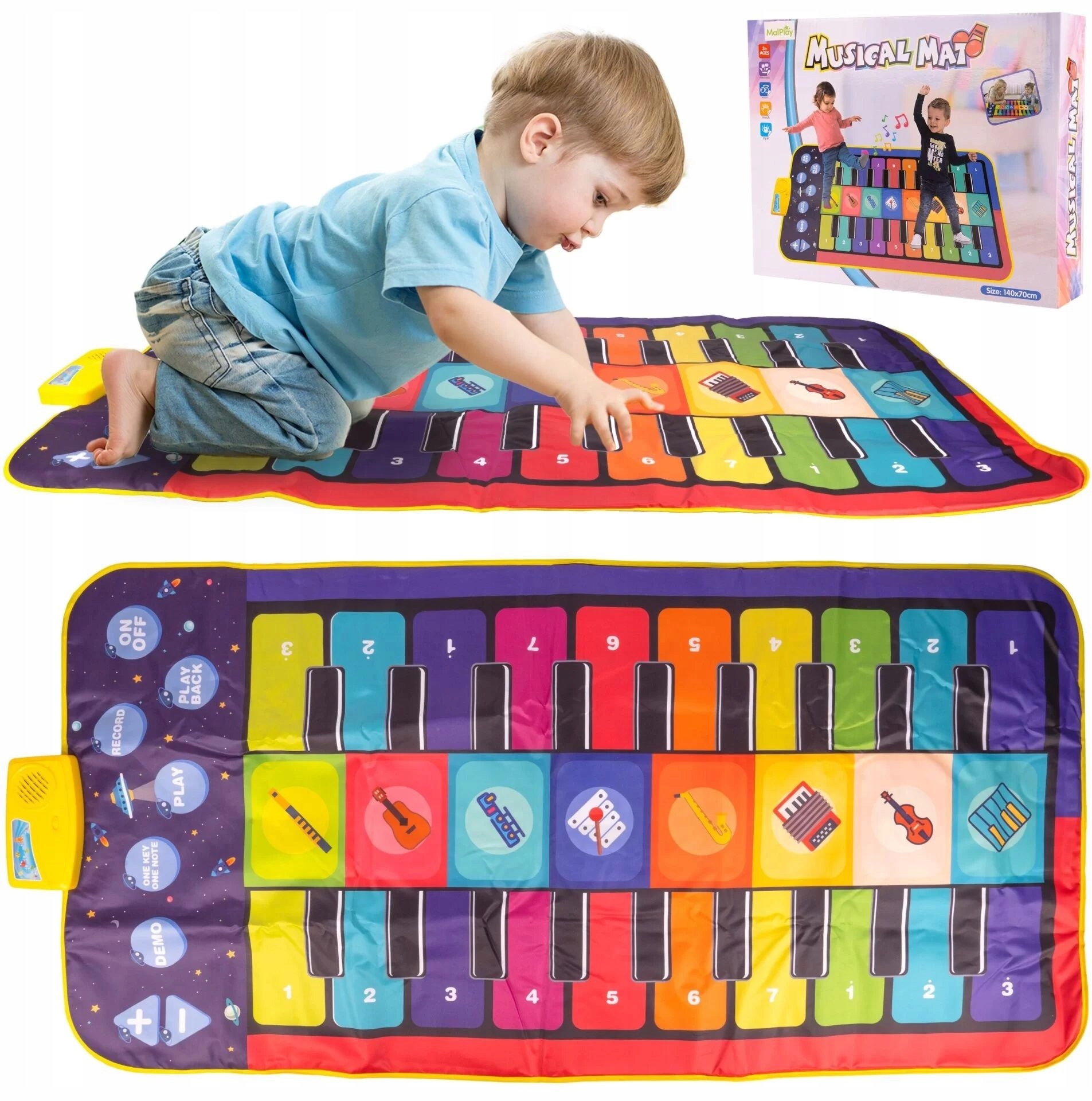 Didelis  muzikinis šokių kilimėlis vaikams 140cm