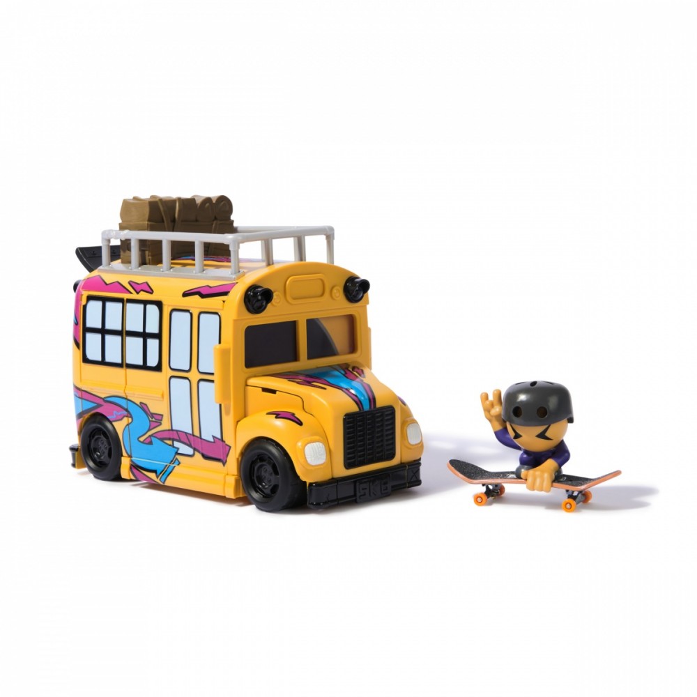 Žaislų rinkinys tech deck rampa ultra sk8 crew bus + kolekcinė riedlentė + figūrėlė