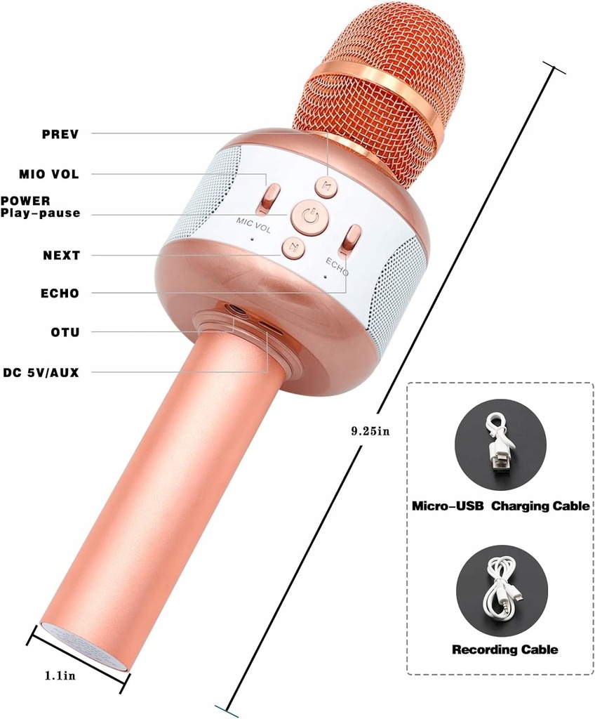 Belaidis karaokės mikrofonas, bluetooth