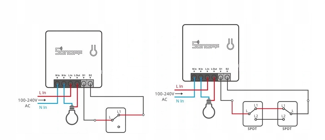 Išmanusis jungiklis Sonoff Mini R2, 2200W, 230VAC, valdomas programėle, Wi-Fi, galimybė valdyti balsu, DIY režimas