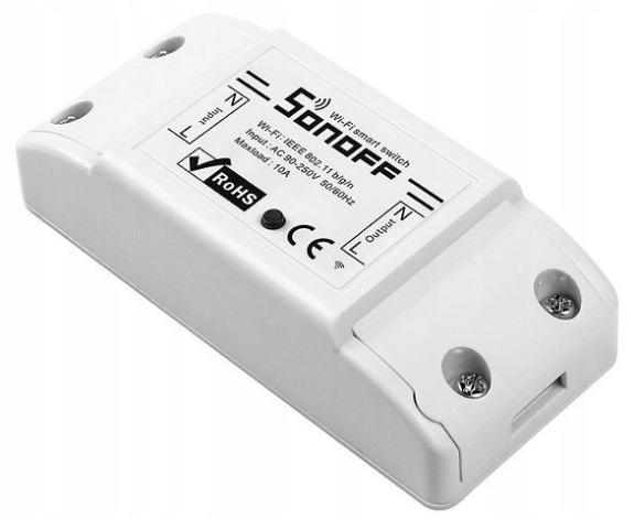 Išmanusis jungiklis Sonoff Basic R2, 2200W, 230VAC, valdomas programėle, Wi-Fi, galimybė valdyti balsu
