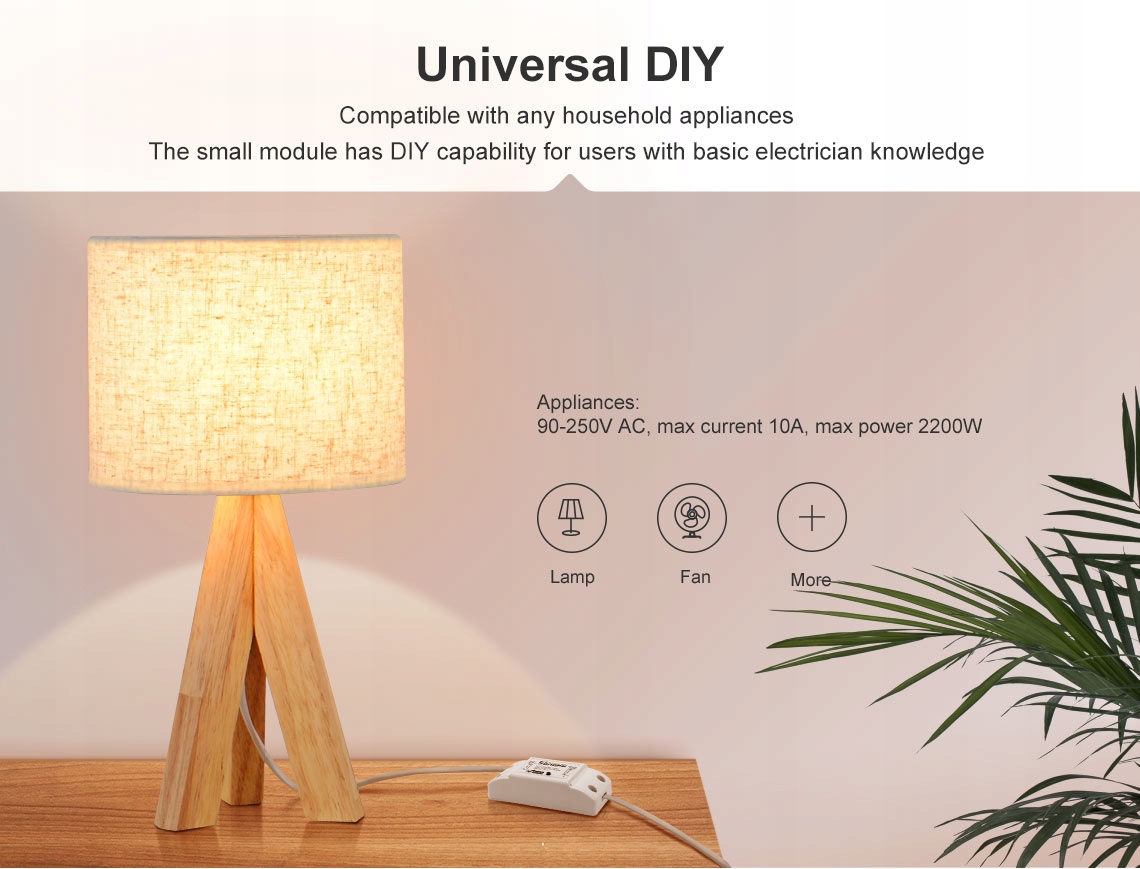 Išmanusis jungiklis Sonoff Basic R2, 2200W, 230VAC, valdomas programėle, Wi-Fi, galimybė valdyti balsu