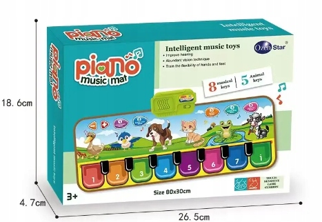 Edukacinis interaktyvus muzikinis kilimėlis fortepijono klavišai, gyvūnai garsai