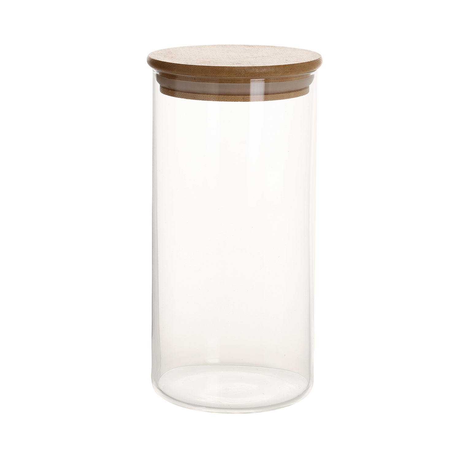 Stiklinis indas su bambukiniu dangteliu, 1000 ml, 8,3 × 17 cm