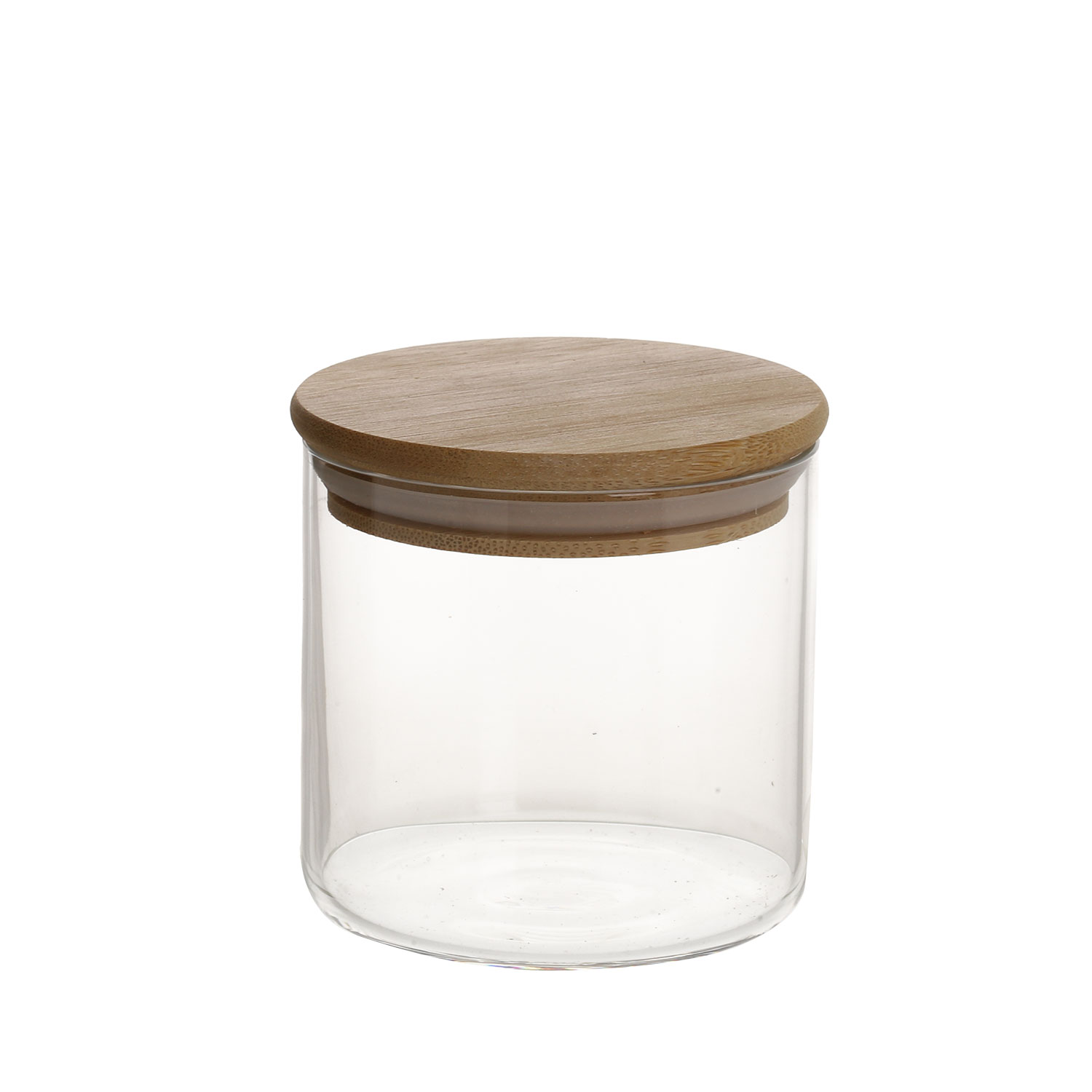 Puodelis su bambukiniu dangteliu, 390 ml, skaidrus, 8,3 × 8 cm