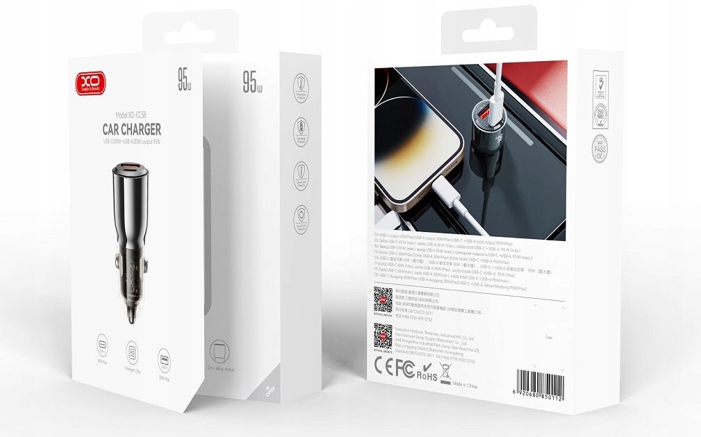 Xo automobilinis įkroviklis cc58 95w 1x usb derva