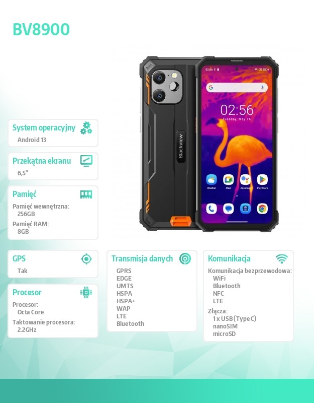 Telefonas blackview bv8900 dual sim 8/256gb orange