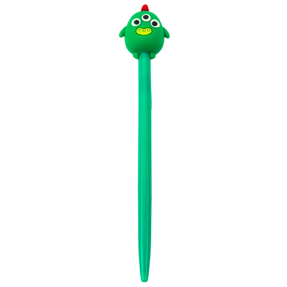 Žalias gelinis rašiklis su dekoracija, mėlyna rašalo spalva, 17 cm, 0.5 mm