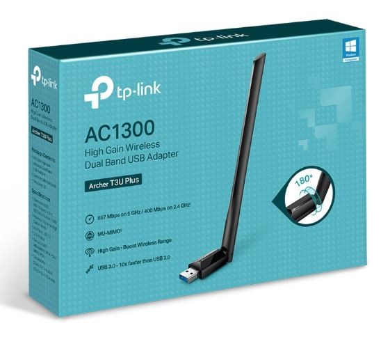 tp-link dviejų dažnių usb belaidis ac1300 adapteris tl-archer t3u plus