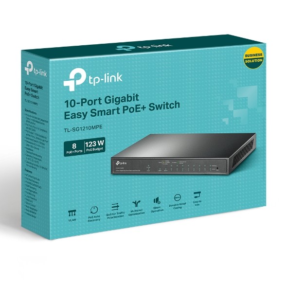 Switch|tp-link|tl-sg1210mpe|desktop/pedestal|9x10base-t / 100base-tx / 1000base-t|1x10/100/1000base-t/sfp combo|poe+ ports 8|123 watts|tl-sg1210mpe