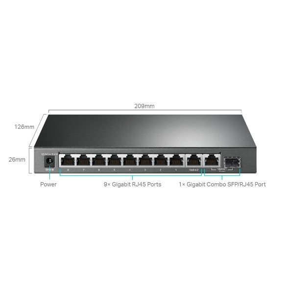Switch|tp-link|tl-sg1210mpe|desktop/pedestal|9x10base-t / 100base-tx / 1000base-t|1x10/100/1000base-t/sfp combo|poe+ ports 8|123 watts|tl-sg1210mpe
