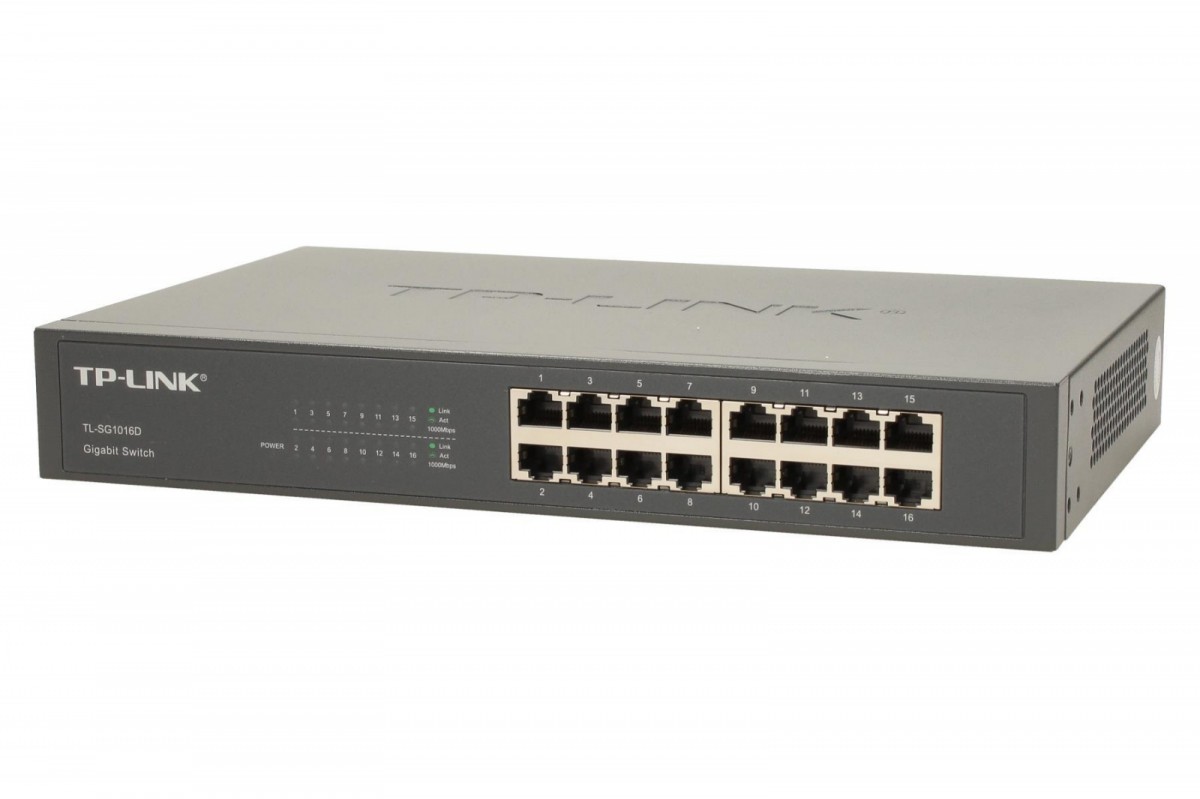 Tp-link komutatorius tl-sg1016d 1000mbps, automatinis mac adresų mokymasis, automatinis mdi/mdix