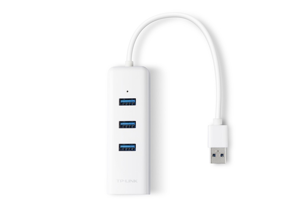 Tp-link gigabitinio tinklo adapteris+hub ue330 1000mbps, 3x usb 3.0 hub, plug and play
