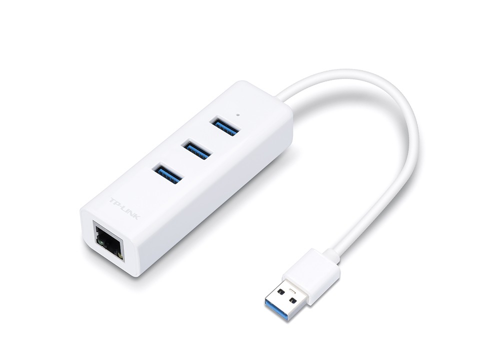 Tp-link gigabitinio tinklo adapteris+hub ue330 1000mbps, 3x usb 3.0 hub, plug and play