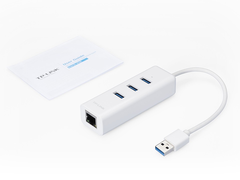 Tp-link gigabitinio tinklo adapteris+hub ue330 1000mbps, 3x usb 3.0 hub, plug and play