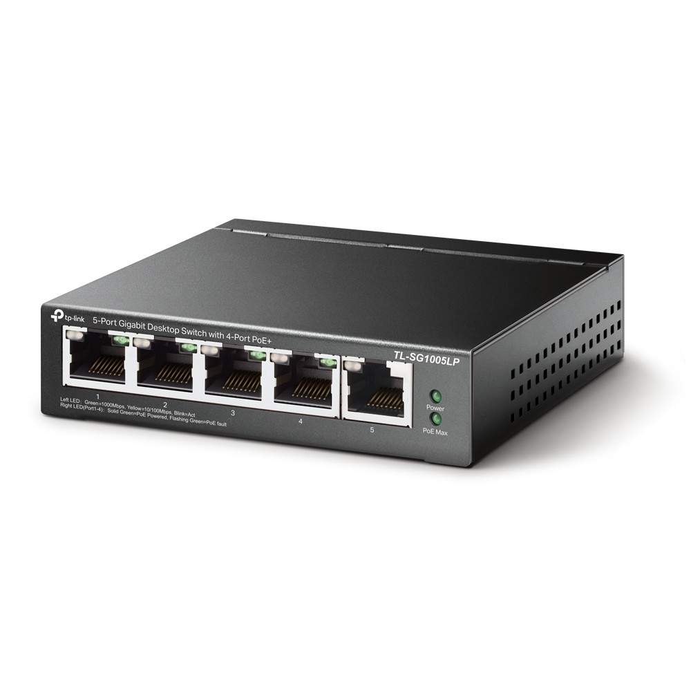 Tp-link stalo komutatorius tl-sg1005lp poe (4 prievadai), 1000mbps, automatinis mdi/mdix