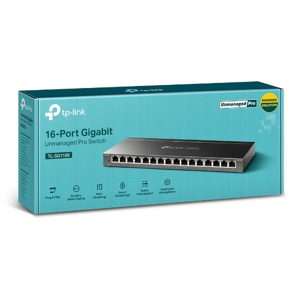 Jungiklis tp-link tl-sg116e, 16x rj45 1000mb/s, juodas