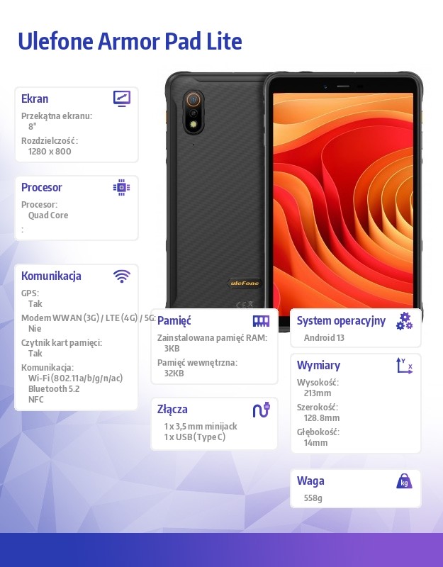 Planšetinis kompiuteris ulefone armor pad lite black (uf-tap-lite)