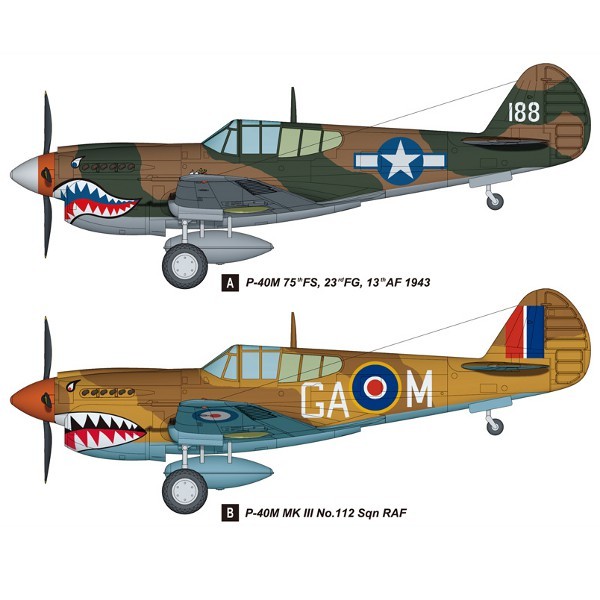 Klijuojami modeliai hobby boss p-40e kitty hawk